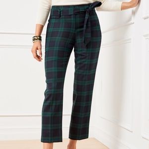 Talbots Tartan Tie Waist Slim Ankle Pants